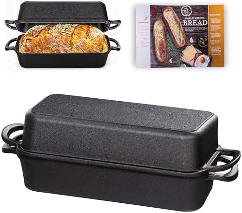 11x5 Inch Cast Iron Loaf Pan with Lid, Sourdough Pan