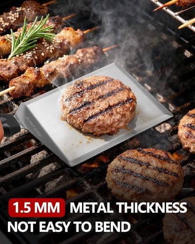 HULISEN Stainless Steel Grill Spatula, 6 x 5 Inch Heavy-Duty Metal Turner