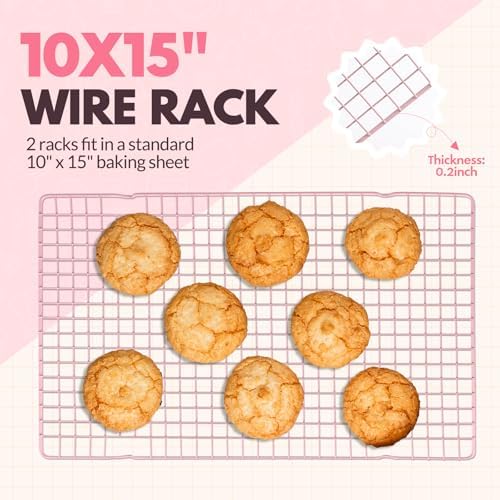 2 PCS Cooling Racks for Cooking and Baking, 16x10 Inches Stainless Steel Cooling Rack, Sheet Pan with Wire Rack for Baking Sheet, Bacon Rack Oven Safe Fits Jelly Roll Sheet Pan
