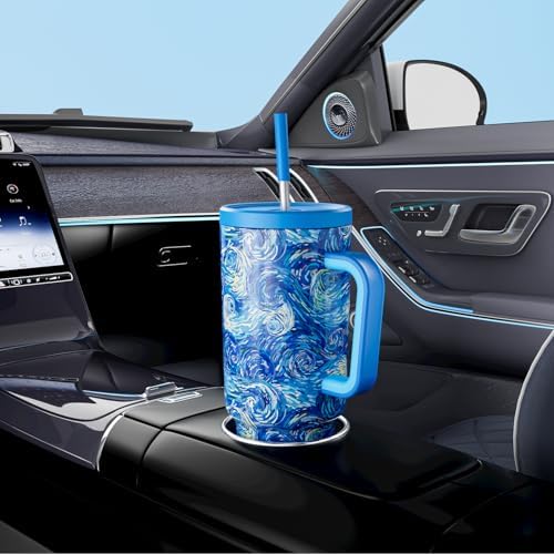 Meoky Tumbler with Handle and Straw for Women: 40 oz Stainless Steel Insulated Tumbler with Lid and Straw 100% Leakproof for Car Cup Holders - Travelers Commuters Workers, Van Gogh