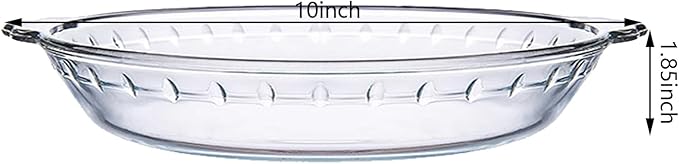 FEOOWV 1 Pack Round Glass Pie Pans for Baking Round Baking Dishes with Handles for Apple Pie Pumpkin Pie Salads (Clear 10in)