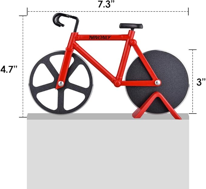 Ninonly Bicycle Pizza Cutter Wheel,Non-stick Bike Pizza Slicer,Stainless Steel Cutting Wheels With a Stand for Pizza Lovers, Housewarming Gifts Cool Kitchen Gadget Cool Men's Gift