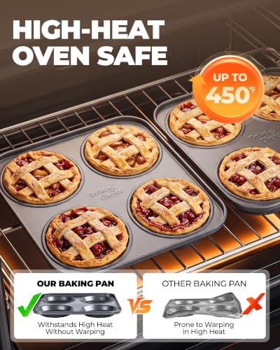 Bake Choice Muffin Top Pan, 4-Cup Hamburger Bun Pan, 4' Baking Pan 2 Pack