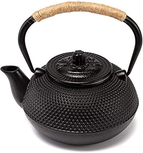 suyika Japanese Tetsubin Cast Iron Teapot Tea Kettle pot with Stainless Steel Infuser for Stovetop Safe Coated with Enameled Interior 30 oz/900 ml
