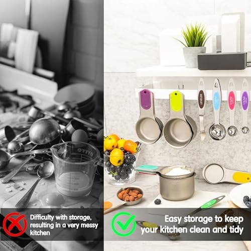 Measuring Cups and Spoons Set, 5 Stainless Steel Measuring Cups, 3 Plastic Measuring Cup, 7 Measuring Spoons, 1 Leveler, 1 Measuring Conversion Chart for Cooking & Baking