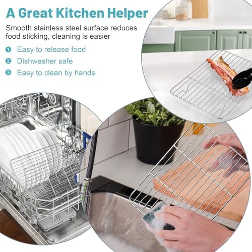 TeamFar Cooling Rack, 8.75” x 6.25” Stainless Steel Wire Baking Rack, 2PCS