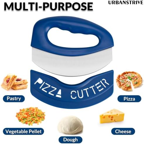 Pizza Cutter with Blade Cover Stainless Steel Upgrade Sharp Blade Dark Blue