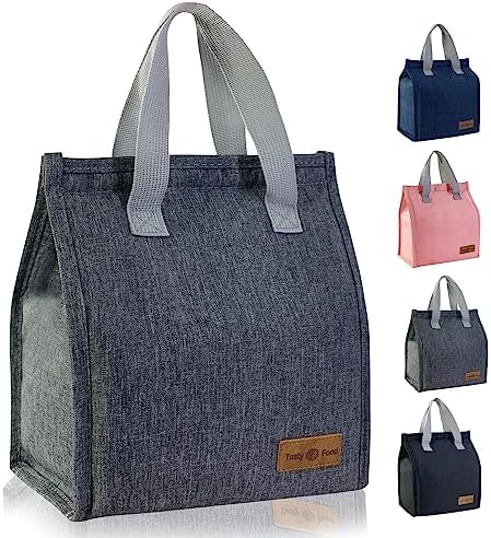 Mziart Minimalist Lunch Bag Small Insulated Lunch Box for Women Men, Grey