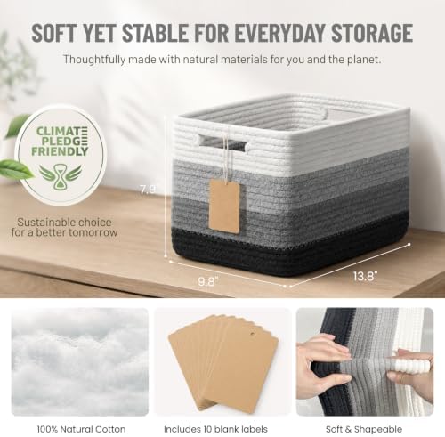 5 Pack Woven Storage Baskets, Decorative Storage Bins for Organizing