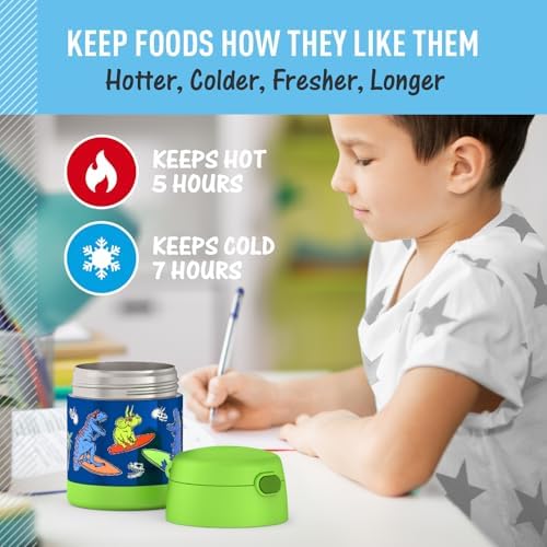 THERMOS FUNTAINER Kids Food Jar with Spoon, 10oz, Daring Dinos