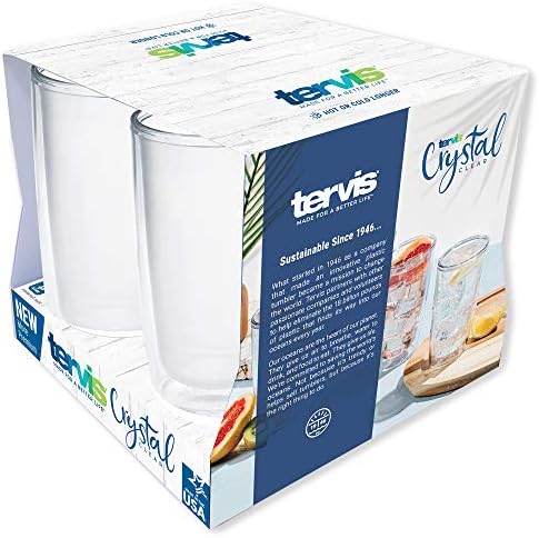 Tervis Crystal Clear Tabletop Made in USA Double Walled Insulated Tumbler Travel Cup Keeps Drinks Cold & Hot, 16oz - 4pk, Classic