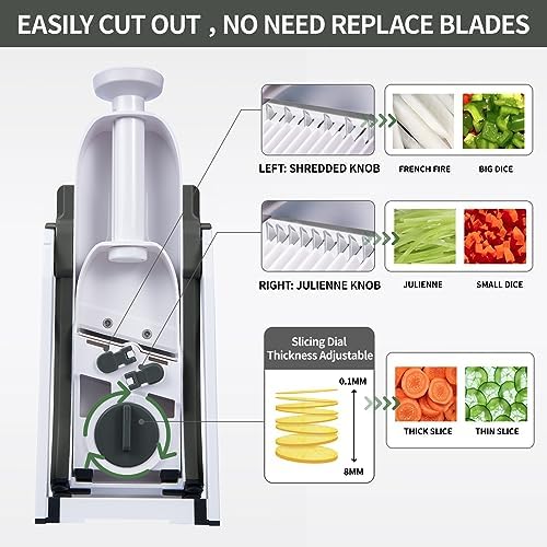 ONCE FOR ALL Upgrade Safe Mandoline Slicer Plus, Adjustable Vegetable Slicer DarkGray