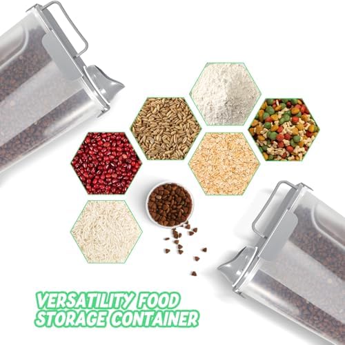 LEAWALK 5Lbs Airtight Cat Dog Food Storage Container With Upgraded Large Nozzle, BPA-Free Pet Food Storage Containers For Rice, Grain, Pet Food, Flour Dog Treat Storage-2Pack Grey