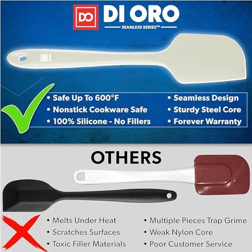 DI ORO Silicone Spatula Set - 600F Heat Resistant, 3-Pc Pastel