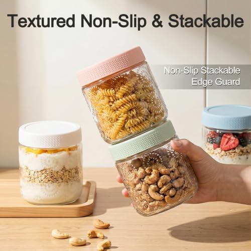 8 pack 16 oz Overnight Oats Containers with Lids, Glass Food Storage Container, Salad Jars, Mason Jars for Overnight Oats, Yogurt, Oatmeal, Salad, Coffee, Spices