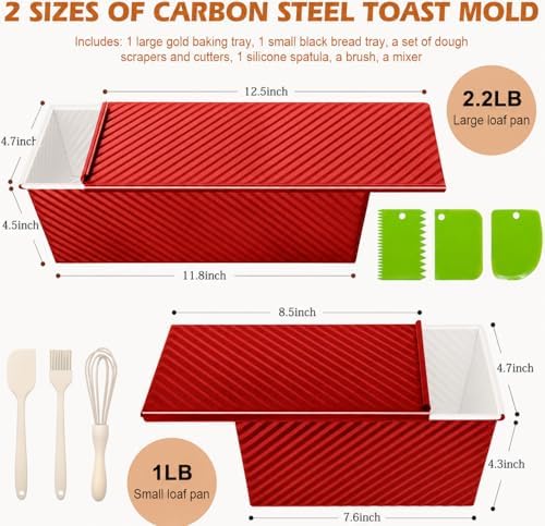 Bread Loaf Pan with Lid-2Pack, 2.2LB & 1LB