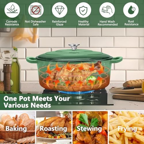 TeamFar Oval Dutch Oven, 5qt Enameled Cast Iron Dutch Oven Pot with Lid