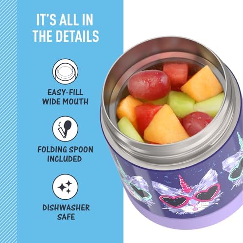 THERMOS FUNTAINER Kids Food Jar with Spoon, 10oz, Cool Caticorns