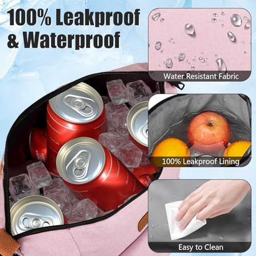 Joymee Insulated Lunch Bag For Women Reusable Leakproof - Pink