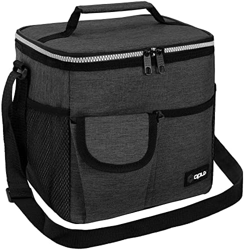 opux Insulated Lunch Box Adult, 18 Can Leakproof Cooler Bag Kid, Charcoal