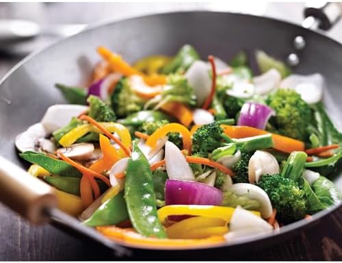 Helen's Asian Kitchen Carbon Steel Wok, 12-Inch Flat Bottom Stir Fry Pan
