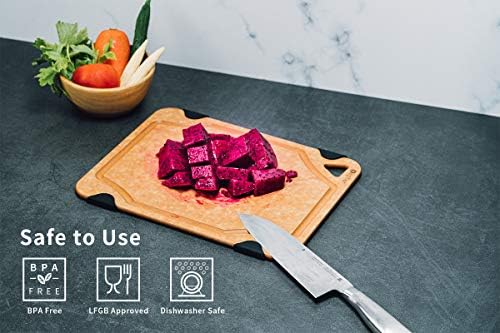 Cutting Board, Toptier Wood Fiber Cutting Board for Kitchen, Non-Slip Kitchen Wooden Chopping Board, Reversible, Eco-Friendly, Natural Wood Fiber, Large Cutting Board, 17.5 x 13-inch, Natural Slate