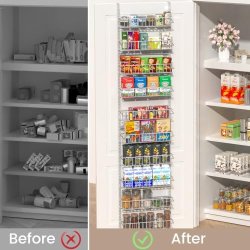 ElegantArray 9-Tier Pantry Door Organizer, Light Gray