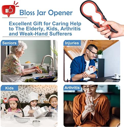 Bloss Jar Opener Bottle Opener for Seniors,Weak Hands and Arthritis,Black