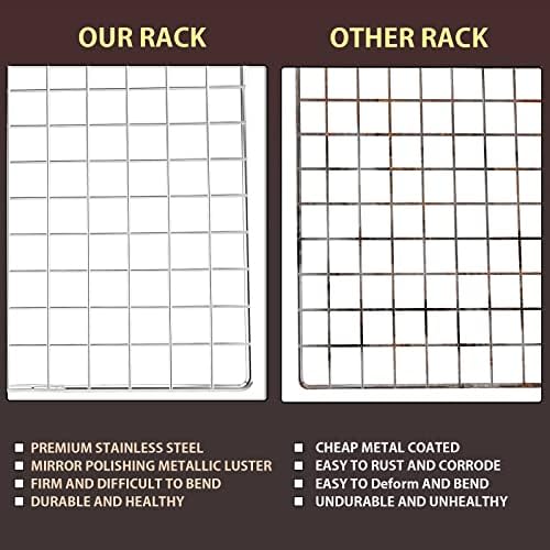 Briout 2PCS Cooling Rack for Cooking and Baking, 16" x 10" Wire Rack,Silver
