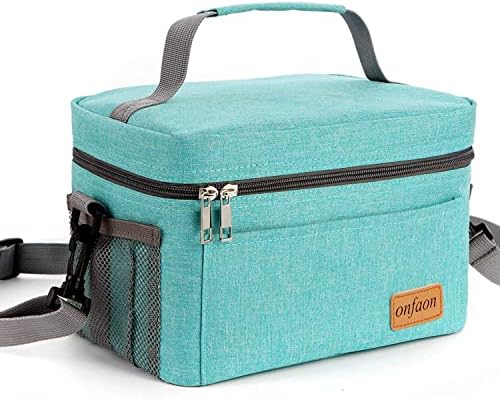 Lunch Bag for Men/Women, Insulated Reusable Lunch Box Leakproof Cooler Tote Bag Freezable with Adjustable Shoulder Strap for Office Work Picnic Beach(Cyan)