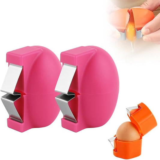 2026 New Egg Shell Opener, Stainless Steel Egg Cracker Tool, Multifunctional Egg Shell Opener for Raw & Hard-Boiled Eggs, Handheld Kitchen Gadget for Easy Peeling & Separating (Rose red, 2PCS)