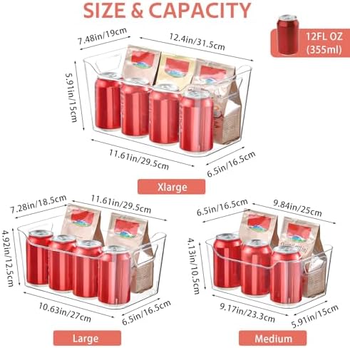 Clear Plastic Storage Bins - 12 Pack Pantry Organizers and Storage, Clear Pantry Organizer Bins, X-Large Plastic Containers with Handle for Kitchen, Cabinet, Bathroom, Classroom Organization