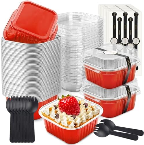 NPLUX Halloween Cake Pans, 5oz 50 Pack Red for Home Bakers