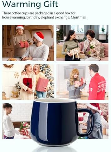 Teocera Ceramic Coffee Mug Set of 4-12 oz Coffee Mugs with Large Handles for Hot or Cold Drinks Like Latte, Cocoa, Tea or Juice - Smooth Ceramic, Dishwasher Safe, Navy