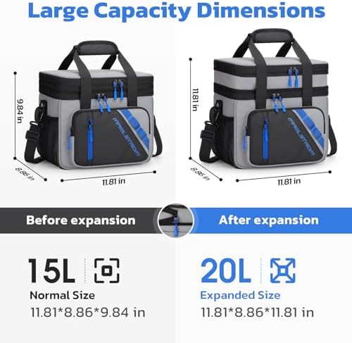 Maelstrom Insulated Lunch Box, 20L Double Deck Cooler Bag for Men Women