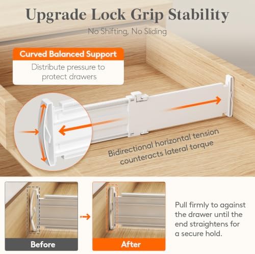Lifewit 3.2" High Drawer Dividers for Clothes, Adjustable Drawer Organizers