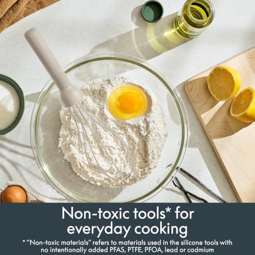 bella 2 Piece Fold Flat, Non-toxic Nonslip Masher and Whisk, Oatmilk