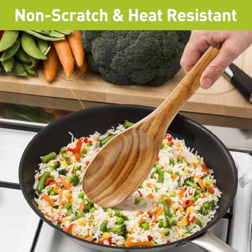 3 Pcs Non Toxic Wood Serving Spoons Set for Cooking Mixing Kitchen Utensils