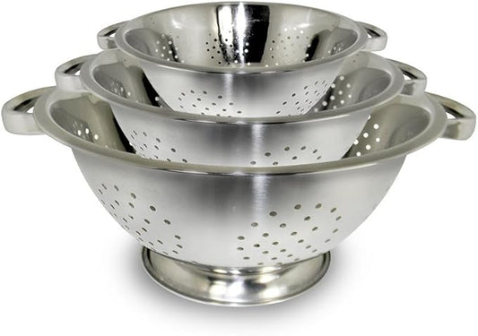 ExcelSteel Colander Set Stainless Steel | Nesting Design | Mirror Polished | Oversized Handles | 1-4 Quart, Set of 3