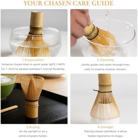 Matcha Whisk 100-Prong Bamboo Whisk for Matcha Powder Handcrafted Traditional Japanese Chasen Matcha Stirrer for Iced Matcha Summer Drinks Gift for Tea Lovers