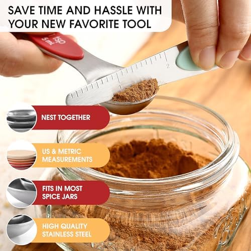 Spring Chef Stainless Steel 8 Magnetic Measuring Spoons Set, Desert Sunset