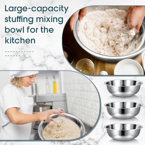 Nuogo 4 Pcs Stainless Steel Mixing Bowls Large for Salad, 18 Inch 16 Qt