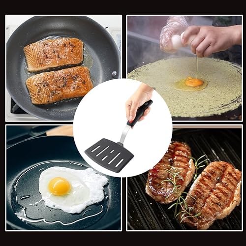 Silicone Wide Spatula, Slotted Turner for Cooking or Baking, Large Pancake Spatula for Egg, Fish, Steak, Flipping and Wok Use, Dishwasher Safe