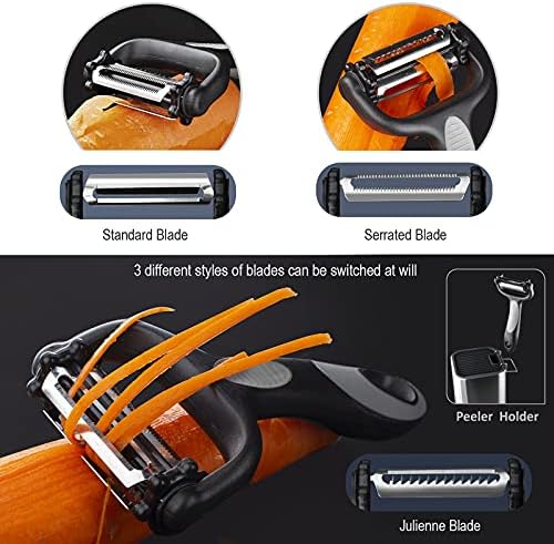 RAXCO Knife Set,10-Piece Stainless Steel Kitchen Knife Set with Block,Black