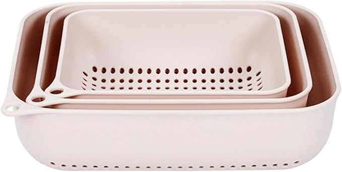 3pcs Fruits & Vegetable Colander Set,2 in 1 Fruit Washing Basket with Strainer,Multipurpose Vegetable Filter,Multi-layer Kitchen Draining Basket Set