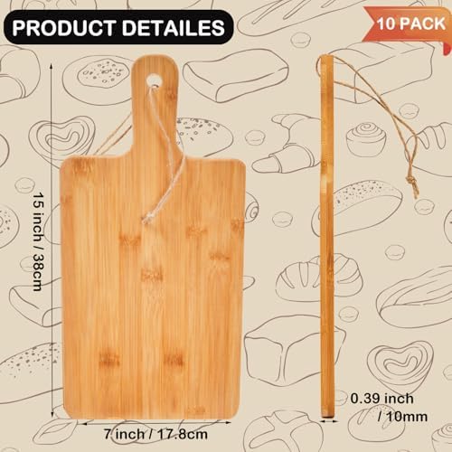 10pcs Wood Cutting Boards Bulk for Kitchen, 15x7 inch Personalized Bamboo Charcuterie Boards Customized Laser Engraving Serving Chopping Board for Pizza, Cheese, Dessert, Fruit, Vegetables