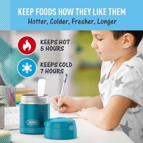 THERMOS FUNTAINER Kids Food Jar with Spoon, 10oz, Teal