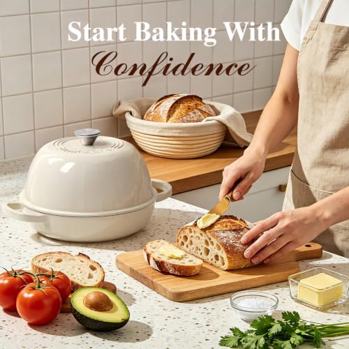 Umite Chef 6QT Enameled Cast Iron Dutch Oven for Bread Baking