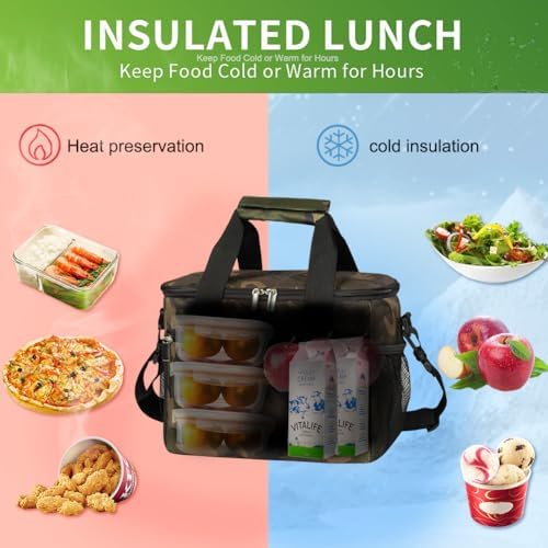 iknoe Insulated Lunch Bag, Foldable 8.5L Cooler Bag for Men & Women, Lunch Box