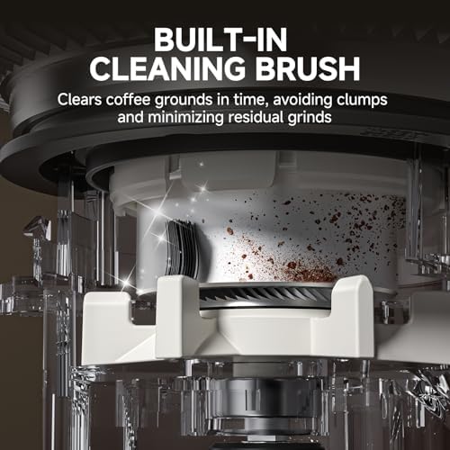 AMZCHEF Burr Coffee Grinder, 48 Settings, Less Static Mess, Metallic Silver